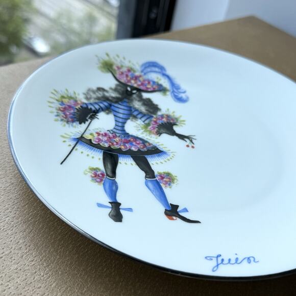Guy Thirion Limoges France Chastagner Plate Hand Painted Paris Masquerade Juin - Picture 3 of 6